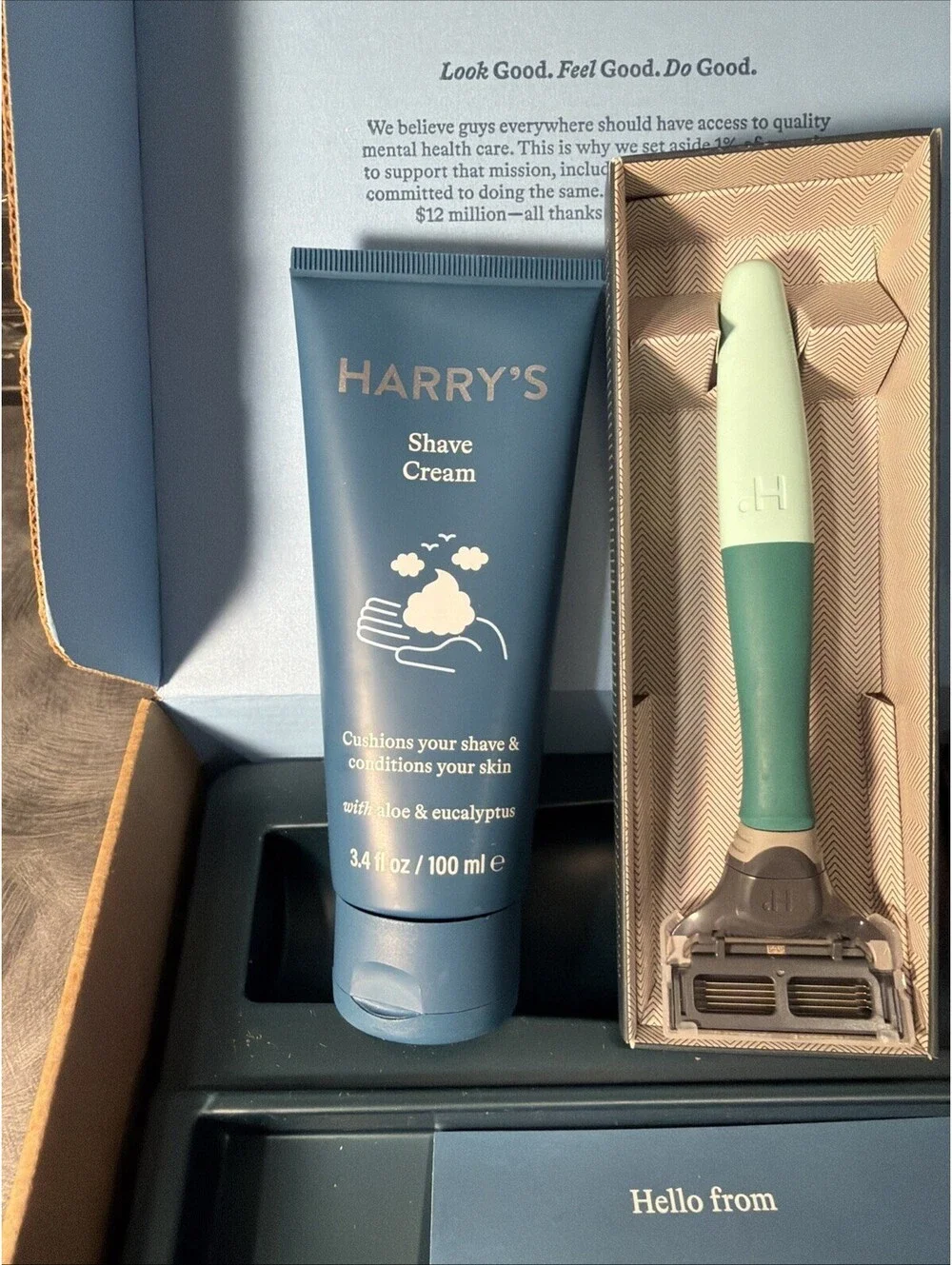 Harry’s Razor Handle,  3 Cartridges, Shave Cream & Razor Cap NEW